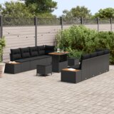 Set vrtnih kauča od 11 dijelova s jastucima crni poli ratan akacija | shoptok.hr