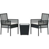  3-komponentni vrtni bistro set s jastučićima crni poli ratan | shoptok.hr
