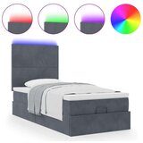 vidaXL Otomanski posteljni okvir z vzmetnicami siv 100x200cm žamet | Shoptok.si
