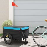 vidaXL Kolesarska prikolica črna in modra 45 kg železo | Shoptok.si