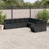 vidaXL 10-dijelni set vrtnih sofa s jastucima crni od poliratana | shoptok.hr