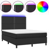  Box spring postelja z vzmetnico LED črna 140x190 cm um. usnje, (20726646) | Shoptok.si