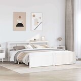  Posteljni okvir z vzglavjem bel 200x200 cm trdna borovina, (21303999) | Shoptok.si