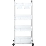 vidaXL Voziček za shranjevanje 4-nadstropna prozoren 37x28x68 cm akril | Shoptok.si