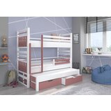 ADRK Troslojna otroka postelja HIPPO 97 cm - BELA-ROZA | Shoptok.si