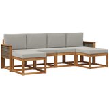 vidaXL Zunanja garnitura za sedenje 6 pcs Naravna in svetlo siva, (5000281540) | Shoptok.si