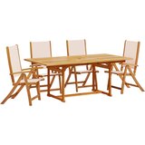  The Living Store Vrtna jedilna garnitura 5-delna trden akacijev les in tekstilen - Vrtna Jedilna Garnitura, (21461295) | Shoptok.si