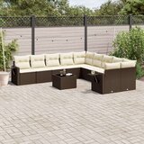 vidaXL 11-dijelni set vrtnih sofa od poliratana s jastucima smeđi | shoptok.hr