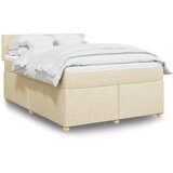 vidaXL Box spring postelja z vzmetnico krem 140x200 cm blago | Shoptok.si