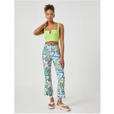 Koton Patterned Short Flare Trousers High Waist