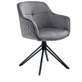 Livetastic Naslanjač Samt, Siva, Vrtljiv | Shoptok.si