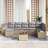  8-delni vrtni kavč set z blazinami bež poli ratan, (22093587) | Shoptok.si