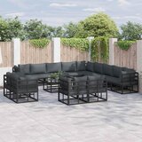 vidaXL Vrtna sedežna garnitura z blazino 13 pcs Črna Aluminij - - črna - 136.75 - 353 x 353 x 71 cm - 2025- Cene