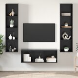 vidaXL Set TV stalka s policom Zidne s pohranom 3 pcs Crni hrast 37 x 37 x 142.5 cm Cijene