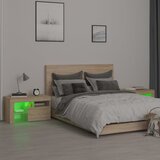  Noćni ormarići 2 kom s LED svjetlima boja hrasta 70x36,5x40 cm | shoptok.hr