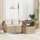 vidaXL Set 5-delnega vrtnega kavča s blazinami bež poli ratan | Shoptok.si