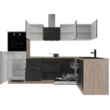 Flex-Well Kotna Kuhinja Z Aparati Capri, Črna, Barva Hrasta | Shoptok.si