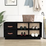  Klupa za cipele crna 100 x 34 x 45 cm od masivne borovine | shoptok.hr
