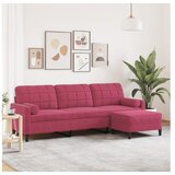 vidaXL Kavč trosed s stolčkom za noge vinsko rdeč 210 cm žamet cene