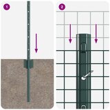 vidaXL varjena žična ograja z 11 U stebrički Zelena 0,4x25 m Jeklo | Shoptok.si