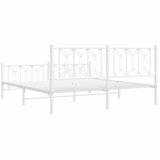  Metalni okvir kreveta uzglavlje i podnožje bijeli 183x213 cm | shoptok.hr