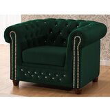 Ropez Zelen žameten Chesterfield fotelj York Blik – | Shoptok.si