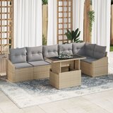 vidaXL 7-delna vrtna sedežna garnitura z blazinami Bež Poli ratan, (22093425) | Shoptok.si