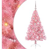 vidaXL Umjetno predsvijetljeno božićno drvce Ružičasta 120 cm PVC | shoptok.hr