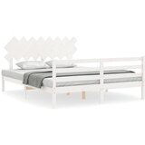 The Living Store Posteljni okvir z vzglavjem bel 160x200 cm trden les - Posteljni Okvir, (21531704) | Shoptok.si