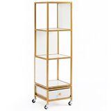 Costway Knjižnica na kolesih s predalom iz blaga Bela knjižna omara, (5000219780) | Shoptok.si