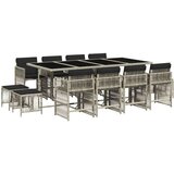  Vrtna garnitura - 13-dijelni vrtni blagovaonski set s jastucima svijetlosivi - Svjetlosiva Stakl 12 | shoptok.hr