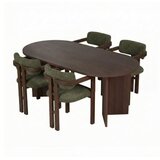 Hanah home Set Trpezarijski sto i 4 stolice Meridia 4 Milano Walnut Dark Walnut Green | Eponuda.com