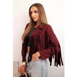 Kesi Włoski Women's suede jacket with fringes burgundy | shoptok.hr