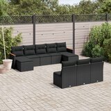  10-dijelni set vrtnih sofa s jastucima crni od poliratana | shoptok.hr