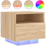  Noćni ormarić s LED svjetlima boja hrasta sonome 40x39x37 cm | shoptok.hr