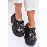 Boto Women's Slide Sandals On Chunky Platform With Embellishments Black Vivira | Shoptok.si