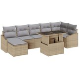  Set vrtne sofe 8-dijelni Bež i siva Ratan i tkanina Pravokutni | shoptok.hr