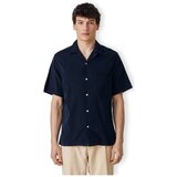 Portuguese Flannel Srajce z dolgimi rokavi Cord Camp Collar Shirt - Navy Modra Cene