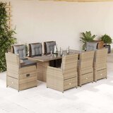 vidaXL 9-dijelni vrtni blagovaonski set od poliratana s jastucima bež | shoptok.hr