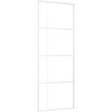 Furnova Drsna vrata ESG steklo in aluminij 76x205 cm bela, (21945044) | Shoptok.si