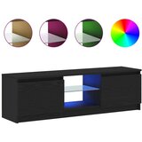 TV ormarić s LED svjetlima crni hrast 120x30x36 cm inženjerski drvo | Shoptok.si