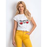 Yups Tropical Girl Print T-Shirt White Cene