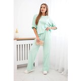 Kesi Włoski Punto set blouse + wide-leg pants mint | Shoptok.si