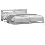  Okvir za krevet s uzglavljem i LED siva boja betona 180x200 cm | shoptok.hr