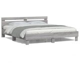  Okvir kreveta s uzglavljem LED siva boja hrasta 200x200 cm | shoptok.hr