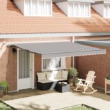 vidaXL samodejna retraktivna tenda z LED svetlobami Svetlo siva 400x300 cm, zamenjava tkanine za 4x3 m okvir Svetlo siva | Shoptok.si
