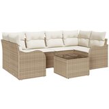 vidaXL 7-dijelni vrtni sofa set s jastucima bež poli ratan, dvosjed vrtni sofa s jastucima bež poli ratan Cijene