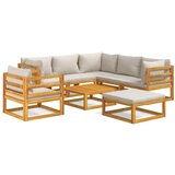 Maison Chic Seti vrtnega pohištva - Vrtna garnitura - Vrtni pohištvo set 8-delna svetlo sive blazine trden les, (21798979) | Shoptok.si