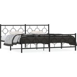 Furnova Kovinski posteljni okvir z vzglavjem in vznožjem črn 193x203 cm, (21935619) | Shoptok.si