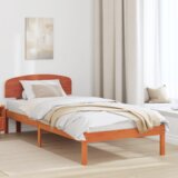  Krevetni okvir s uzglavljem tamno smeđe boje 80x200 cm od punog drveta bora | shoptok.hr